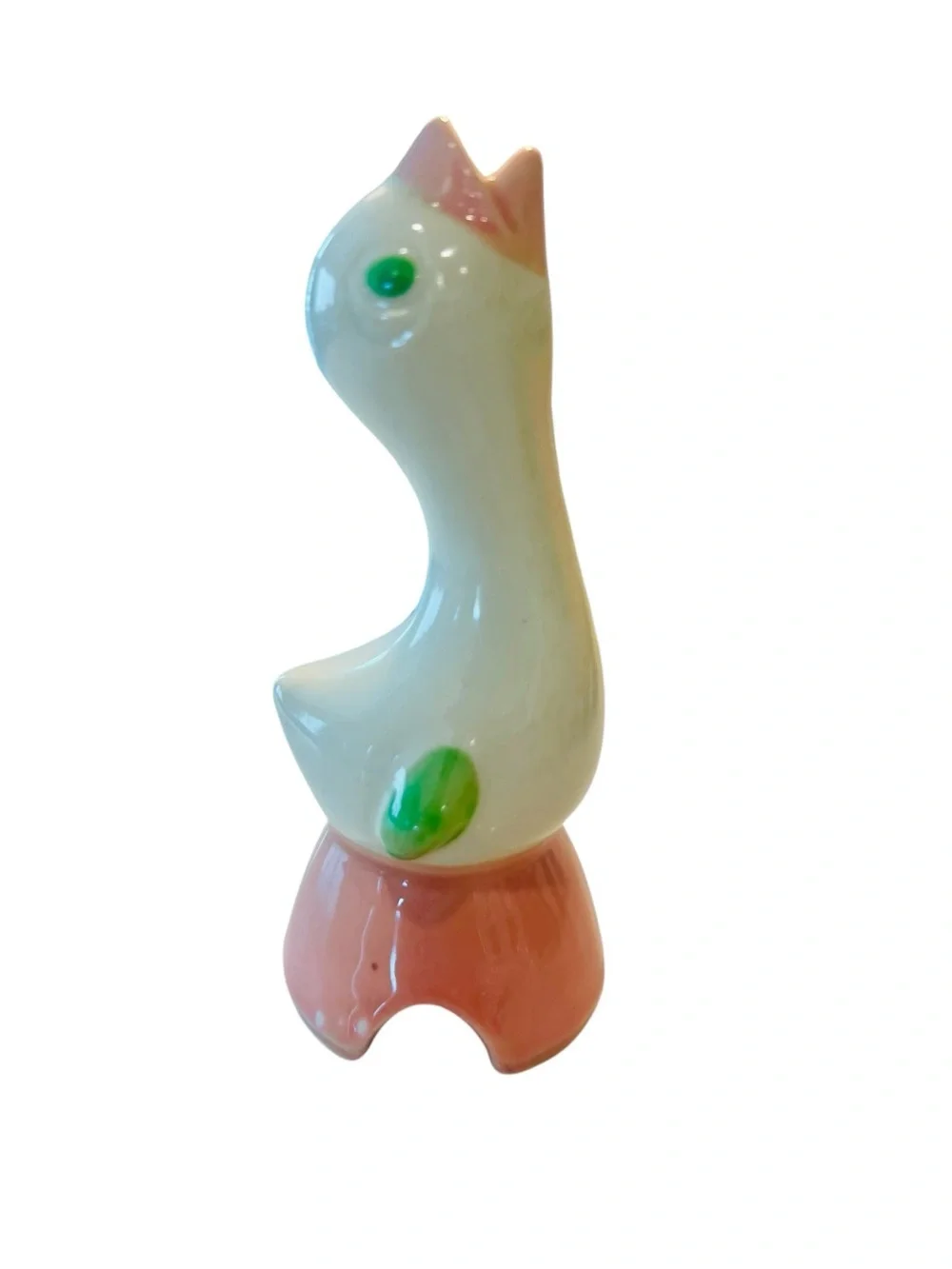 Vintage Shawnee Pottery Pie Bird Vent White Pink Green 5.25” Kitchen Collectible